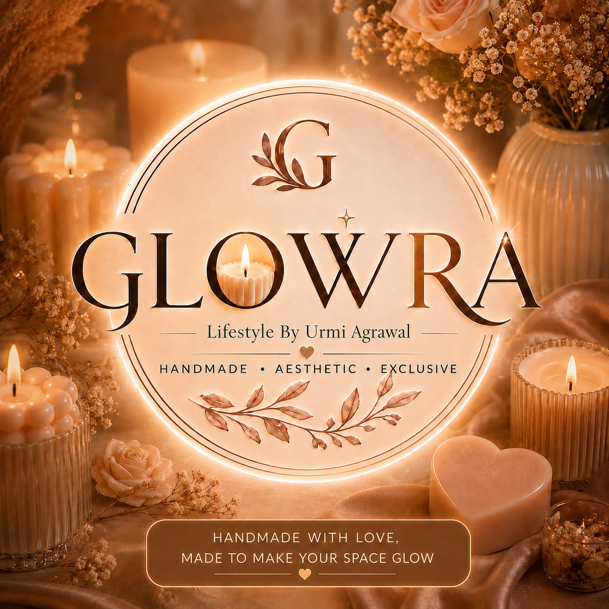 GLOWRA scented candle gift sets arranged for festive gifting